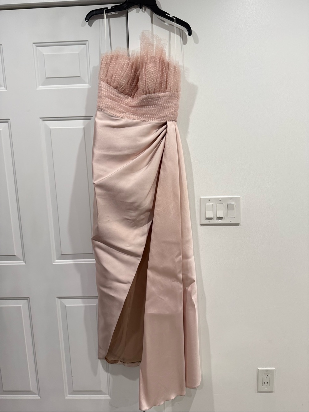 Nicole Bakti Blush Pink Strapless Evening Gown